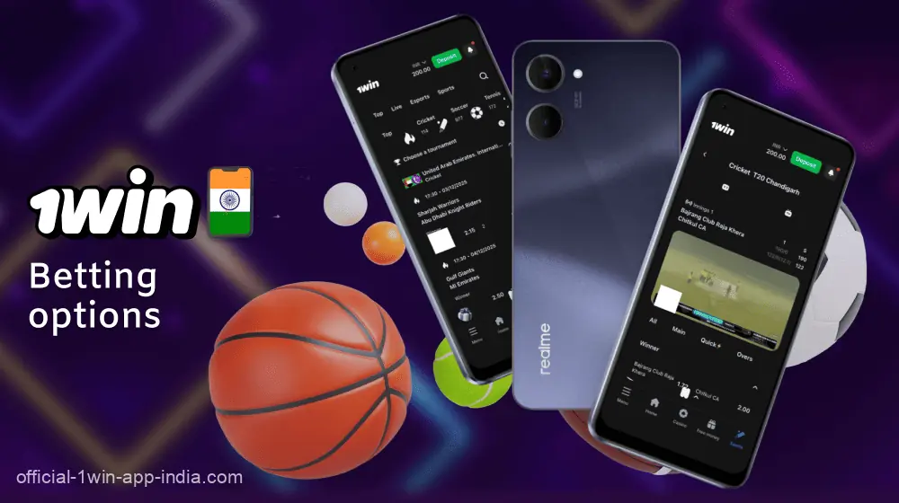 Betting Options in the 1win India mobile app